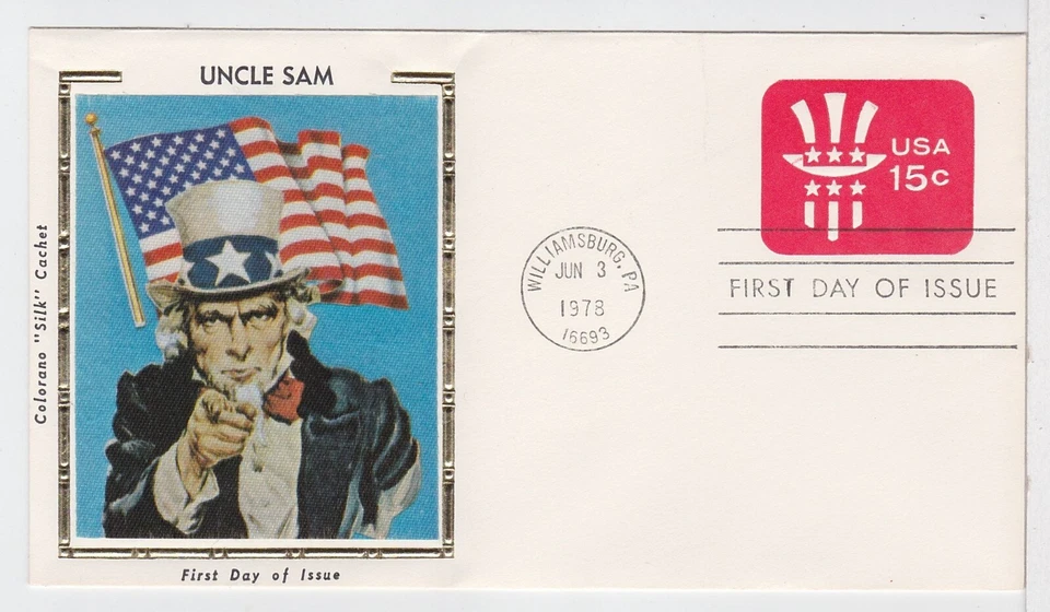 TurtlesTradingPost- USA 15 Cent  Uncle Sam Hat- 1978 FDC #U581- Colorano Cachet - Image 1 of 1