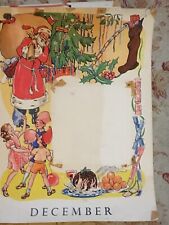 Vintage Original 1950s Childrens Christmas December School Poster