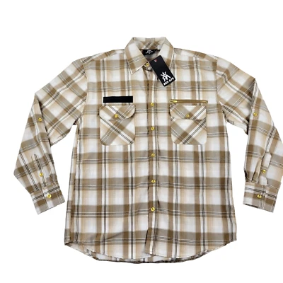 Red Ape Men's Short Sleeve Button Up Shirt Tan Plaid Size Medium MCMXXXIII NWT - Image 1 of 4