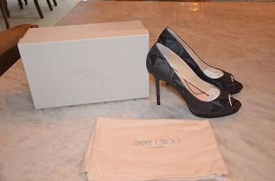JIMMY CHOO Luna Tacones de Cuero Estampado Serpiente Gris 39 Foto 1 de 4