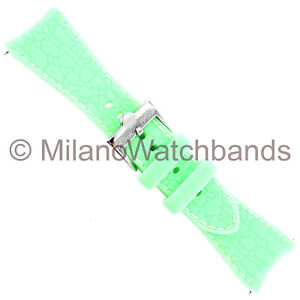 26mm Glam Rock High Quality Light Green Curved End Soft Silicone Watch Band
