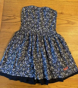 Superdry Minikleid Trägerlos Marineblau/Weiß Blumen XS - Bild 1 von 3