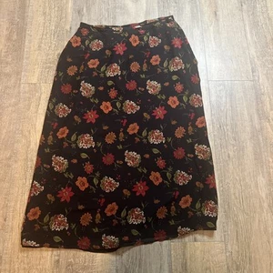 Vintage Laura Ashley Womens Dark Floral Midi Skirt Size 16W Silk Boho Peasant - Picture 1 of 10