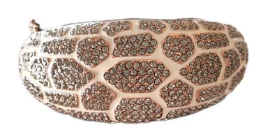 Akkad 手镯袖口手镯 蓝色水晶奶油色 签名 金色 声明 pc — 第 1/4 张图片