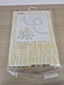 A.M.C Cross Stitch Kit Tablecloth Floral Flowers Anchor 80cm x 80cm - Picture 1 of 3