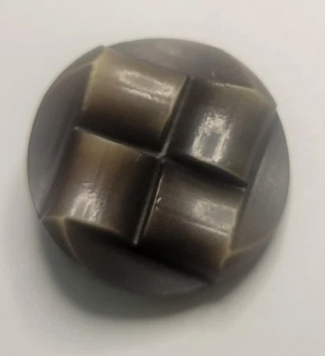 Vintage Brown Bakelite Art Deco Shank Button 1.25" Geometric Carved Design - Image 1 of 2