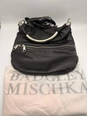 Badgley Mischka Large black purse bag handbag Silver Hardware  Crossbody - Image 1 of 4