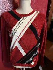 Woman’s Sweater by Alfred Dunner Lovely Red  with Contrasting Colors Sz PS - Picture 1 of 4
