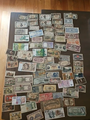 Lote Mixto 76 Diferentes Países Billetes Extranjeros Vintage Mundial Billetes Foto 1 de 4