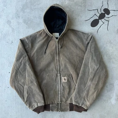 Chaqueta de trabajo vintage Y2K Carhartt JQ382 marrón con capucha Foto 1 de 4