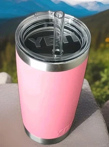YETI Rambler 20 oz Pink Tumbler Insulated Cup w/ Lid & Straw Retired Color - Picture 1 of 9