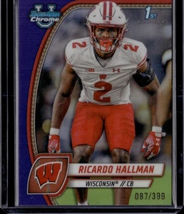2024 Bowman U Chrome Ricardo Hallman 1st Bowman Purple Refractor 087/399 - Bild 1 von 2