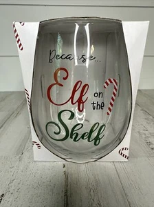 Party In A Glass Stemless Wine Holds An Entire Bottle Of Wine Elf On The Shelf - Picture 1 of 2