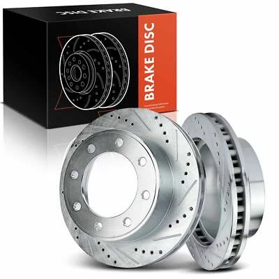 Rotores de freio perfurados e entalhados para Ford F-250/350 Super Duty Excursion 4WD dianteiro - Imagem 1 de 4