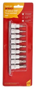 10Pc 3/8" Torx Bit Sockets Screwdriver Allen Steel Heavy Duty T10 - T55 Mechanic - Picture 1 of 3