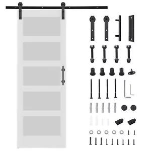 30inx84in Unfinished Sliding Barn Door with 5FT Barn Door Hardware Kit & Handle - Picture 1 of 7