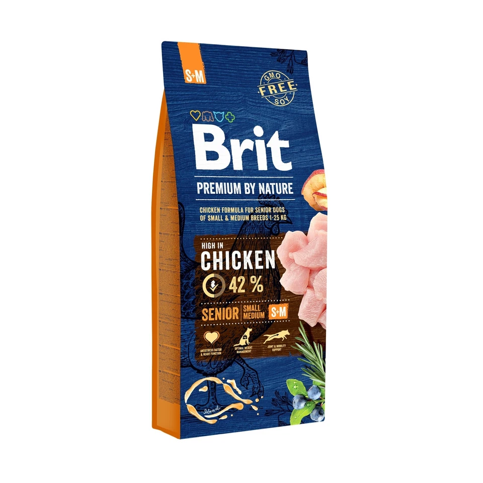 15 kg BRIT Premium by Nature Senior S+M Trockenfutter mit Huhn für ältere Hunde - Bild 1 von 1