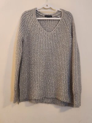 Suéter feminino Sanctuary pequeno oversized malha com nervuras robusto desleixado mistura de alpaca - Imagem 1 de 4