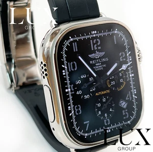 Apple Watch Ultra 2 Titanium Diamond Polished with Black Rolex Oysterflex Band