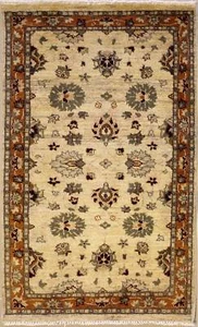 Alfombra de área blanca Rugstc 3x5 Senneh Chobi Ziegler, tinte natural, anudada a mano, lana - Imagen 1 de 5