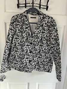 Liz Claiborne SZ XL blazer Black/white Floral Excellent Condition - Picture 1 of 10