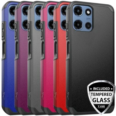 Funda rígida híbrida de doble capa para Motorola Moto G 5G 2025 + vidrio templado Foto 1 de 4