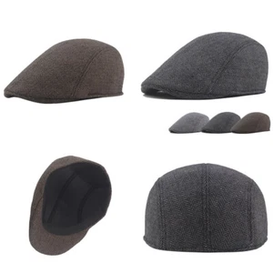 US 1er Pack Fineboy Mütze Herren Fischgrät Tweed flach Ivy Gatsby Kappe Streifen Cabbie - Bild 1 von 22