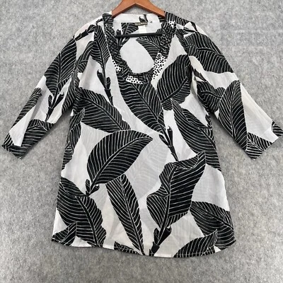 Túnica Tommy Bahama para mujer blanca negra hoja cubierta talla S Foto 1 de 4