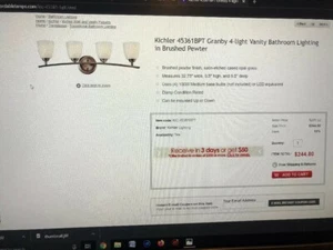 Kichler 45362 BPT 4 light Brushed Pewter - Picture 1 of 2