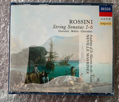 Neville Marriner Rossini 6 string sonatas Decca 430563-2 ed1 ASMF Full Silver NO Foto 1 de 3