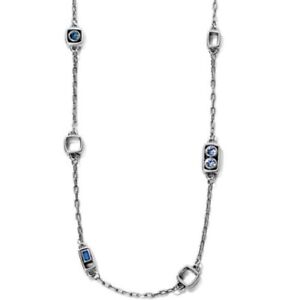 NWT Brighton EMILIE Multi Silver, Blue & Purple Crystals Long  Necklace $108