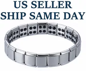 NEW Magnetic Bracelet Silver Men's Titanium Therapy Arthritis Health Pain Relief - Picture 1 of 9
