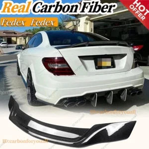 100% REAL CARBON FIBER FOR 08-14 MERCEDES BENZ W204 C250 C300 C63 R REAR SPOILER - Foto 1 di 9