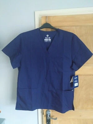 Adar Uniforms 601 Unisex V-Neck Tunic 3 Pocket Scrub Top Medical Hospital - Navy