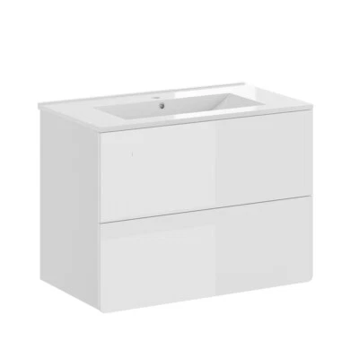 Badmöbel-Set Izan Weiß Hochglanz modern Waschtischunterschrank Waschbecken Vicco - Bild 1 von 4