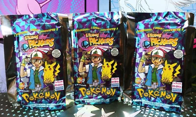 Recogedores de pegatinas Pokemon 1999 Salo Nintendo - 3 paquetes nuevos sellados vendedor de EE. UU. Foto 1 de 3