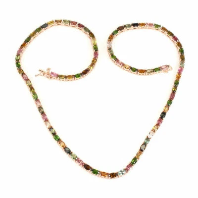 Shola Vero Naturalenaturale Multicolore Turmalina Collana Argento Sterling N260 - Immagine 1 di 3