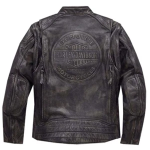 Men Harley Davidson Dauntless Convertible 2 in 1 Genuine Cowhide Leather Jacket - Picture 1 of 9
