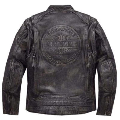 Men Harley Davidson Dauntless Convertible 2 in 1 Genuine Cowhide Leather Jacket - image 1 of 4