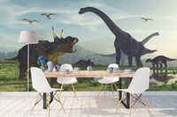 3D Dinosaur Primitive Forest Lakes Self-adhesive Removable Wallpaper Feature 146