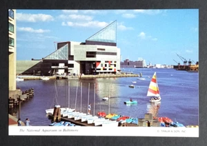 National Aquarium Marine Exhibit Pier Boats Harbor Baltimore MD Postcard c1980s - Picture 1 of 2