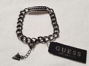 Guess Los Angeles Bracciale Cubano 8" Con Ciondolo Guess Nuovo con Etichette - Foto 1 di 8