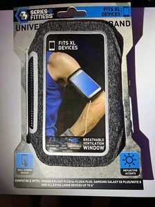 Universal Active Phone Armband for Large & XL Devices Black Silver - Picture 1 of 2