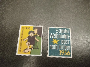 Zwei Weihnachts Vignetten von 1956 - Bild 1 von 3