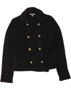 LAURA ASHLEY Womens Pea Coat UK 12 Medium Black Wool BK05 - Picture 1 of 3