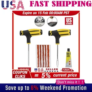 Car Tubeless Tyre Tire Puncture Repair Plug Repair Kits Needle Patch Fix Tools F - Picture 1 of 10