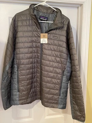 Chaqueta Patagonia Nano Puff Para Hombre Talla XL Nueva con Etiquetas Gris Cuerpo Azul Mangas Foto 1 de 4