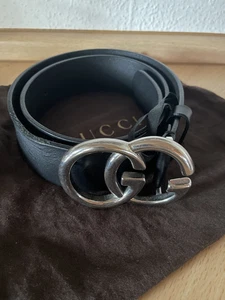 Gucci Gürtel – GG Marmont – Leder - Schwarz/Silber - Größe 80 - Bild 1 von 5