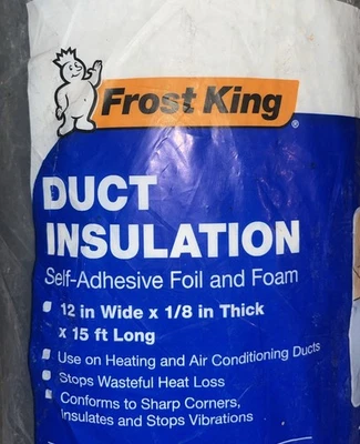 FROST KING Duct Insulation Self-Stick Foam/Foil E/O 12 in x 15 ft. Heat A/C Ducts New