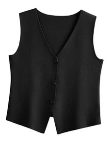 Sweater Vest Women Sleeveless V Neck Trendy Spring Tops Dressy Button Up 2025 - Picture 1 of 6
